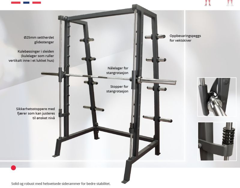 GYM2000 Smith maskin m/ vekthorn